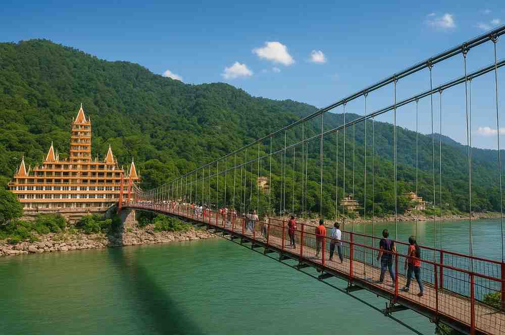 Laxman Jhula Suspension Bridge Rishikesh - Scenic Homestay Location near AIIMS for Medical Tourism